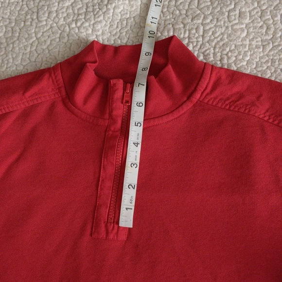 Untuckit Medium Wolfred Red Quarter Zip Elbow Patch 100% Cotton Pullover - Picture 9 of 17